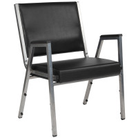 Flash Furniture XU-DG-60443-670-1-BK-VY-GG HERCULES Series 1500 lb. Rated Black Antimicrobial Vinyl Bariatric Medical Reception Arm Chair